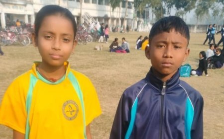অনূর্ধ্ব ১৪ বিভাগে বাংলা খো খো দলে কালিয়াগঞ্জের দুই ক্ষুদে