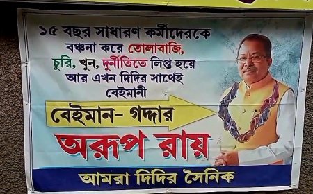 হাওড়ায় অরূপের পোস্টারে জুতোর মালা, 'বেইমান-গদ্দার' বলেও মন্তব্য। এটা তৃণমূলের বিক্ষুব্ধ গোষ্ঠীর কাজ দাবি বিজেপির