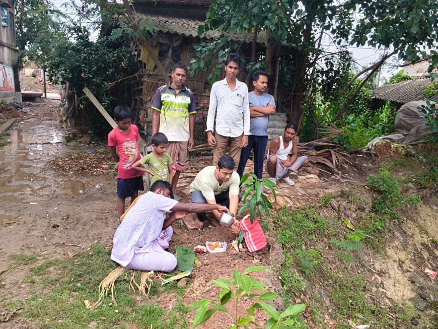 বিশ্ব পরিবেশ দিবসে গাছকে মাতৃরুপে পুজো করে রোপণ করলেন সমাজসেবী যুবক