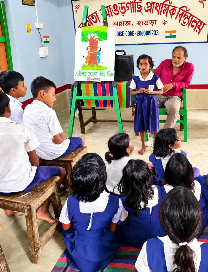 জাতীয় অরণ্য শহীদ দিবস পালন আমতার আওড়গাছি প্রাথমিক বিদ্যালয়ে